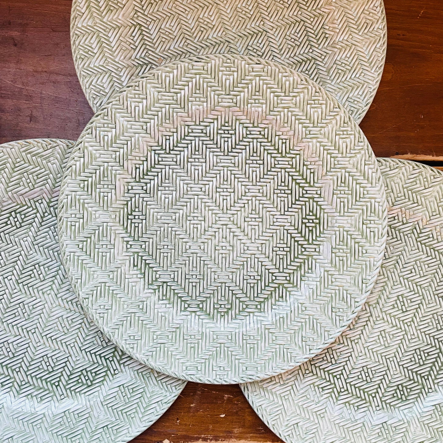 Verdigris Faux Rattan Charger Set