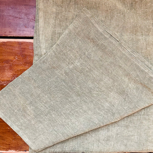 Stonewashed Olive Green Linen Table Runner