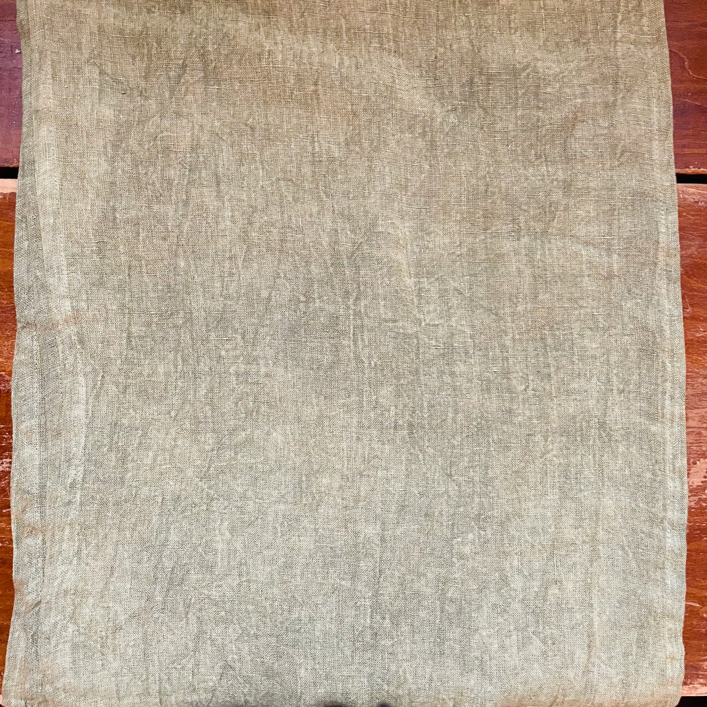 Stonewashed Olive Green Linen Table Runner