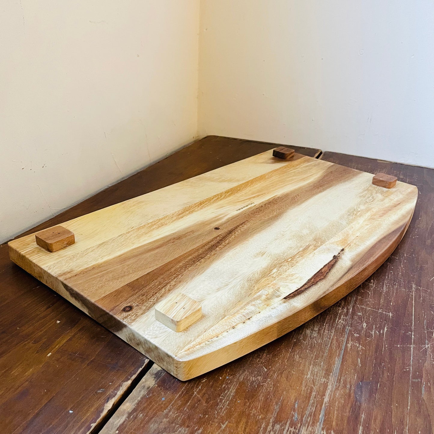 Footed Suar Wood Slanted Board