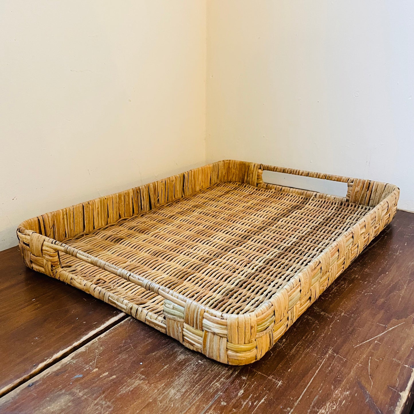 Hand-Woven Rattan Trays w/ Handles