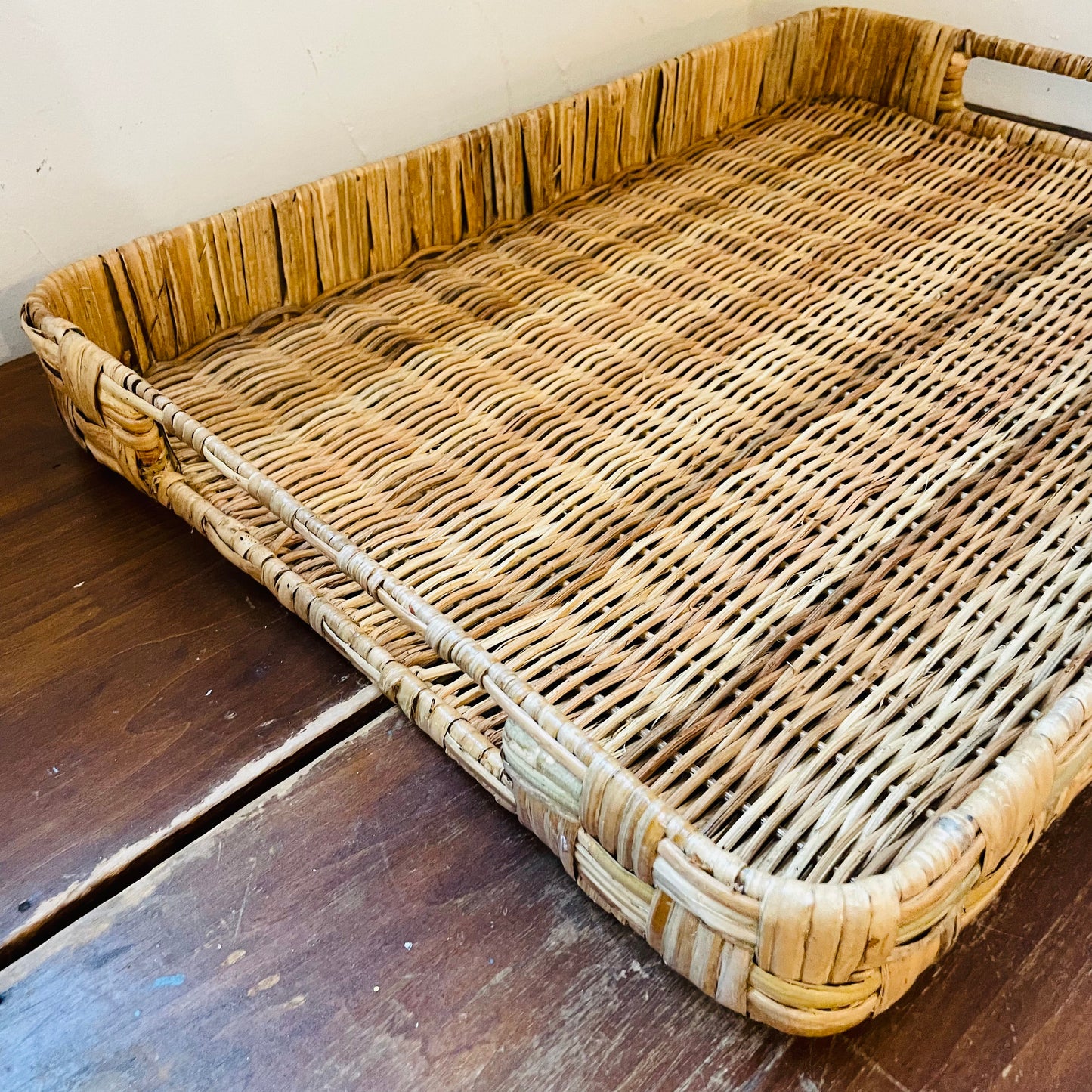 Hand-Woven Rattan Trays w/ Handles