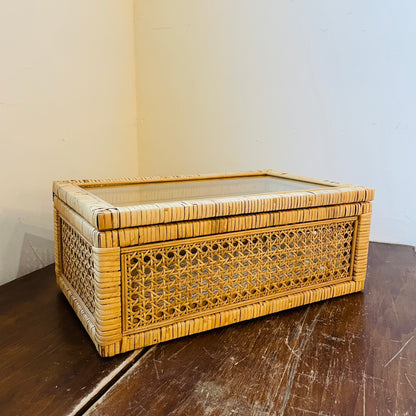 Woven Rattan & Wood Display Box