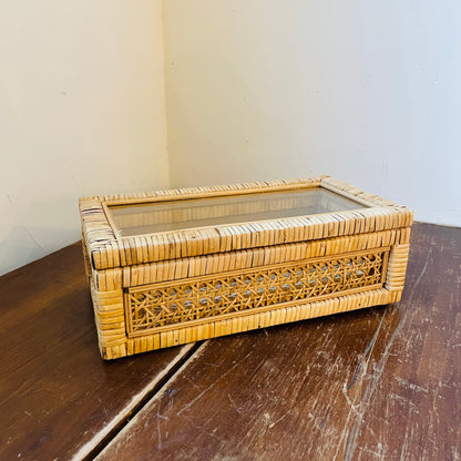 Woven Rattan & Wood Display Box