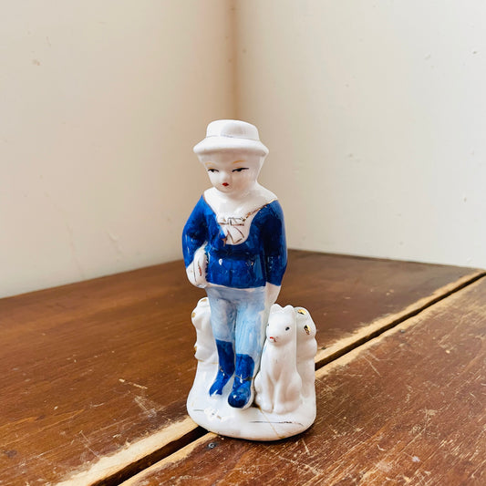 Delf Style School Boy with Dog- Vintage