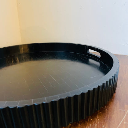 Black Round Resin Ribbed Tray