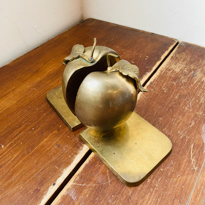 Apple Brass Bookends- Vintage