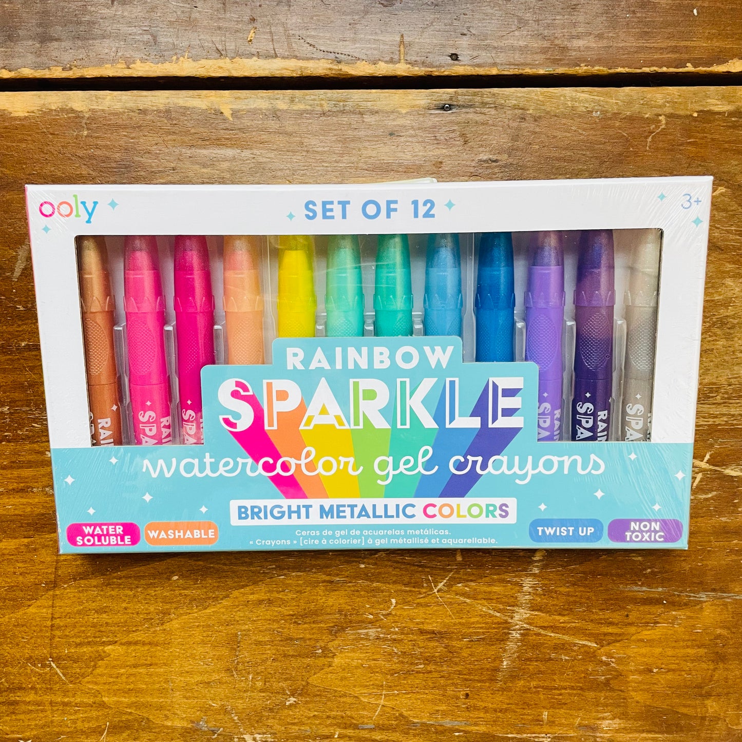 Rainbow Sparkle Metallic Watercolor Gel Crayons- Set of 12