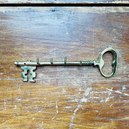 Brass Key Shaped Key Holder- Vintage