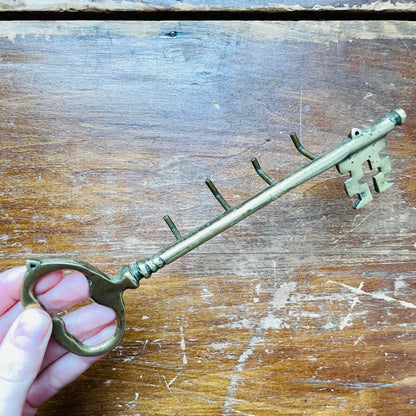 Brass Key Shaped Key Holder- Vintage