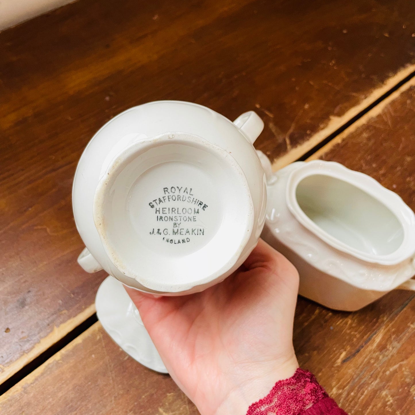 Staffordshire Ironstone Sugar Bowls-Set of 2- Vintage