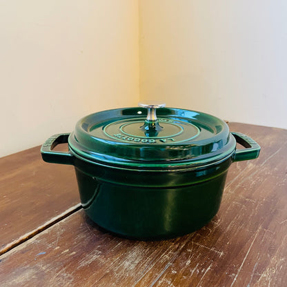 STAUB Cast Iron 2.75-qt Round Cocotte- Basil