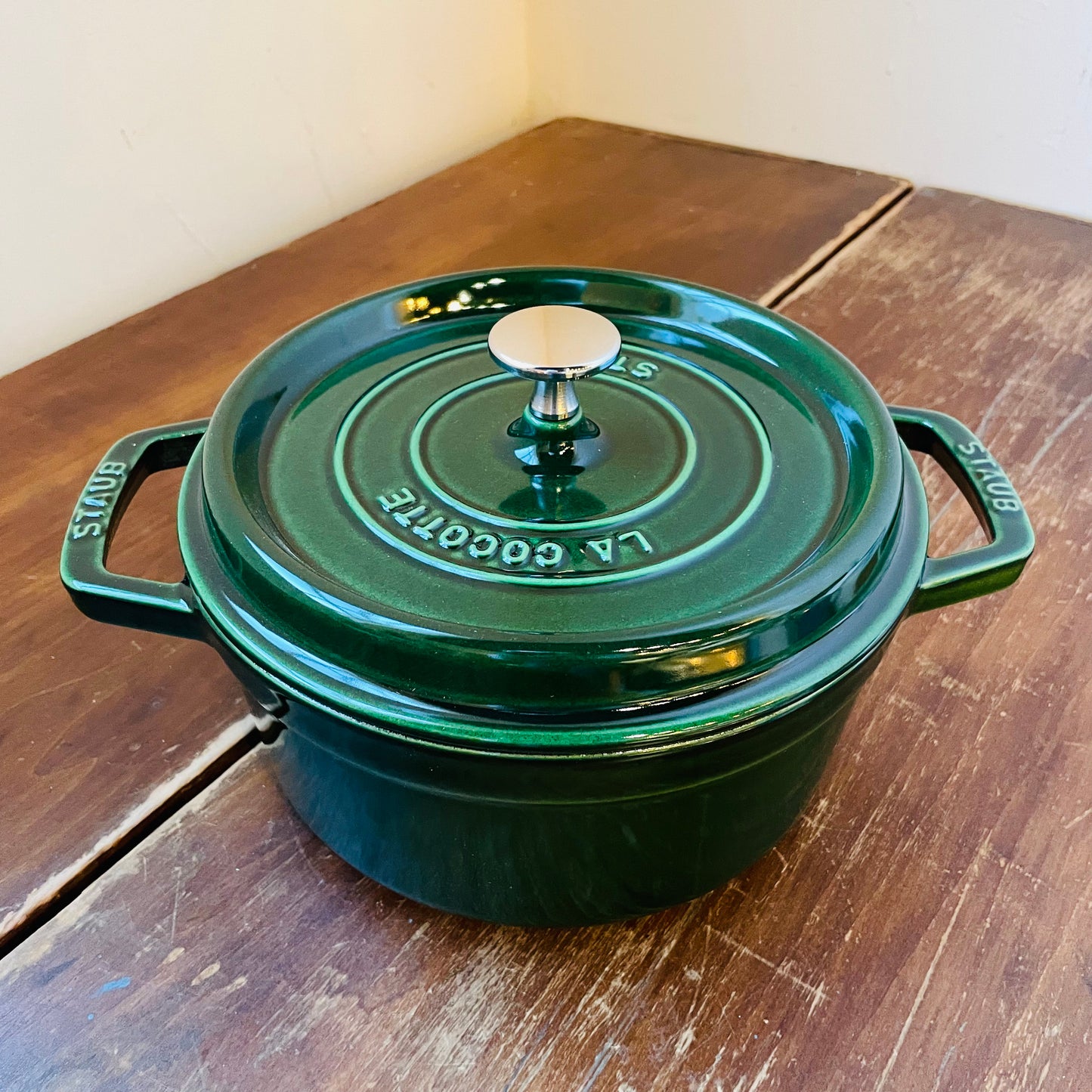 STAUB Cast Iron 2.75-qt Round Cocotte- Basil