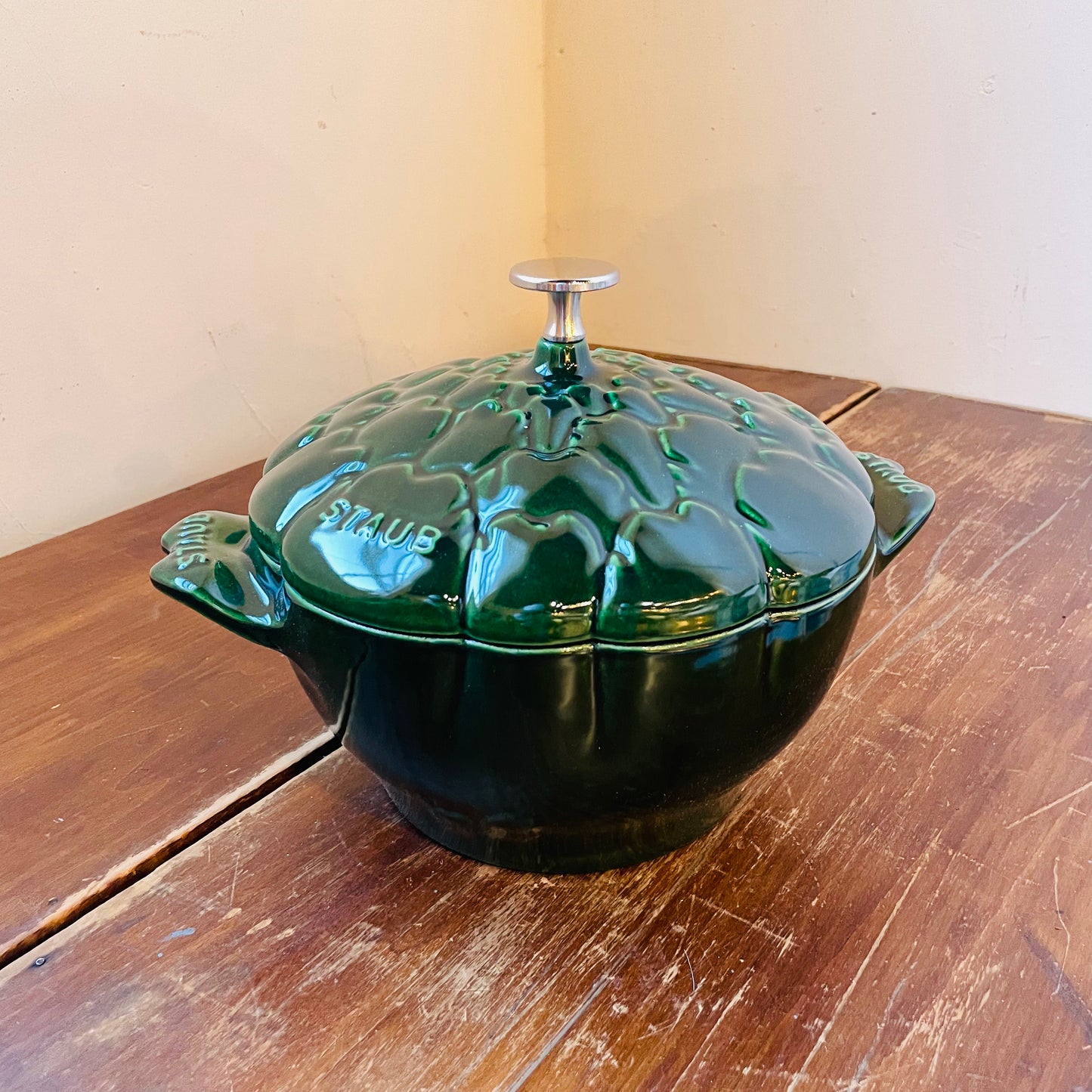 STAUB Cast Iron 3-qt Artichoke Cocotte- Basil