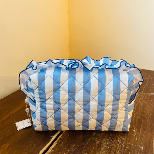 Blue Fancy Large Zip Pouch