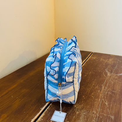 Blue Fancy Large Zip Pouch