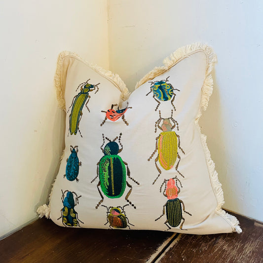 Beetles & Bugs Embroidered Pillow