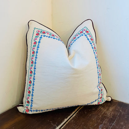 Delphine Border Embroidered Pillow