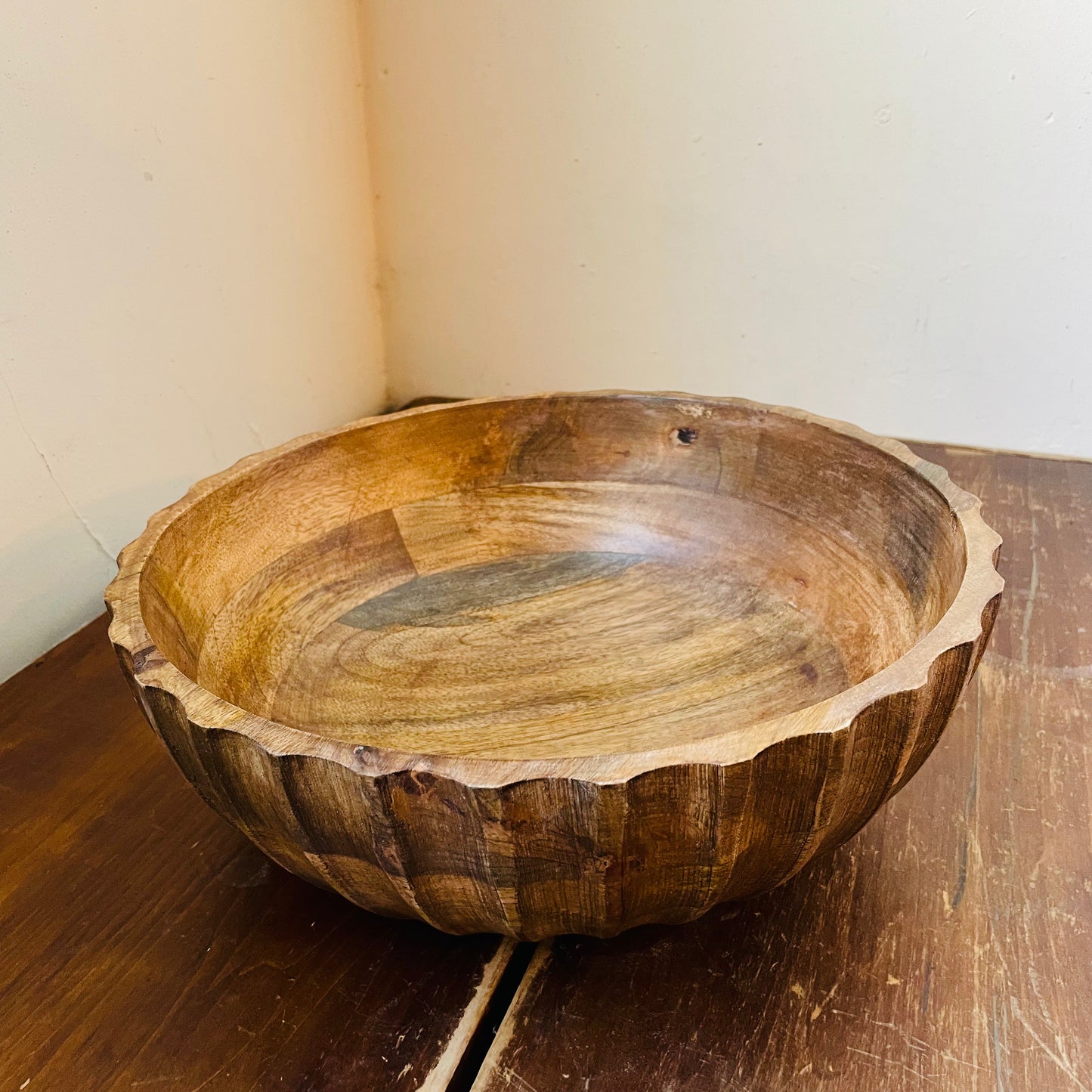 Fluted Wood Bowl