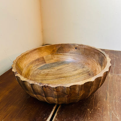 Fluted Wood Bowl