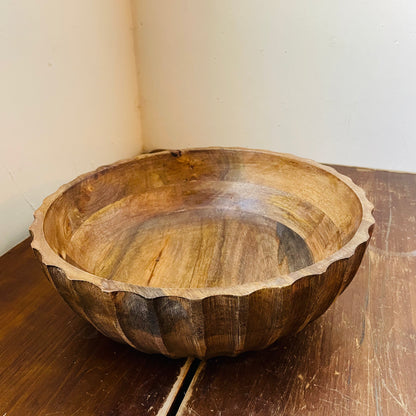 Fluted Wood Bowl