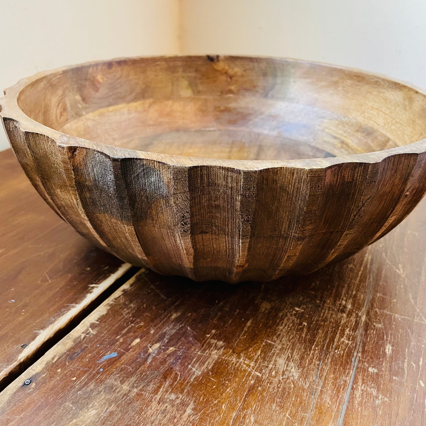 Fluted Wood Bowl