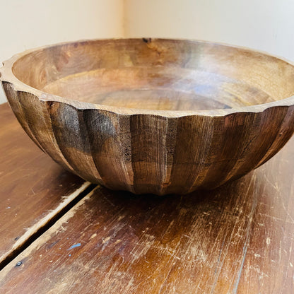 Fluted Wood Bowl