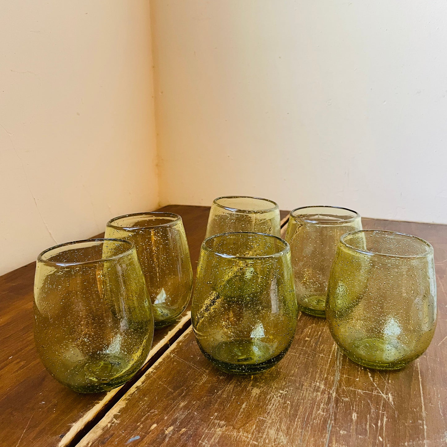 Foliage Stemless Bubble Wine Glass Set of 6