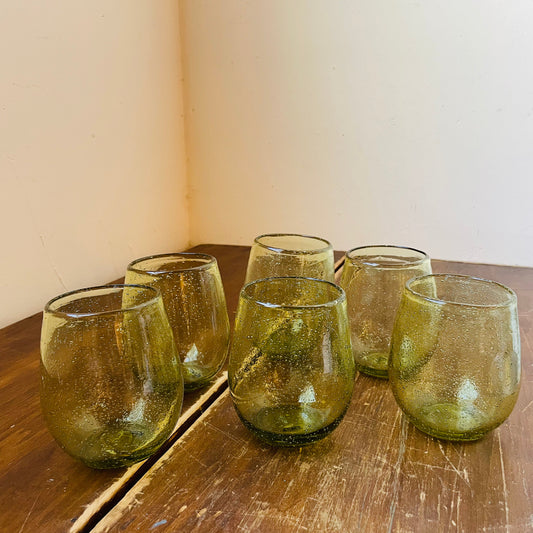 Foliage Stemless Bubble Wine Glass Set of 6