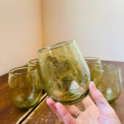 Foliage Stemless Bubble Wine Glass Set of 6