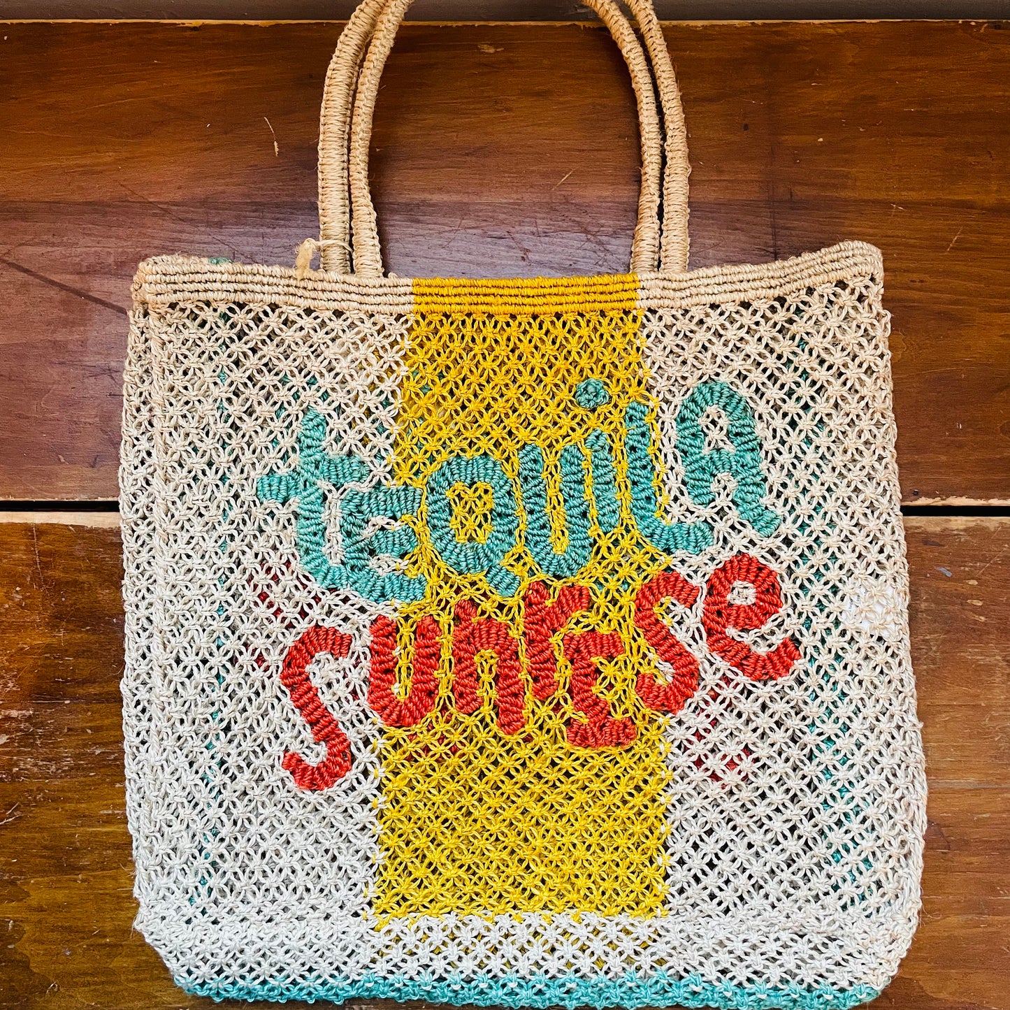 Tequila Sunrise Stripes Jute Bag