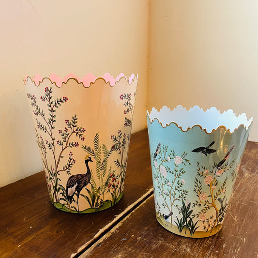 Herons & Cranes in the Garden Scalloped Bucket