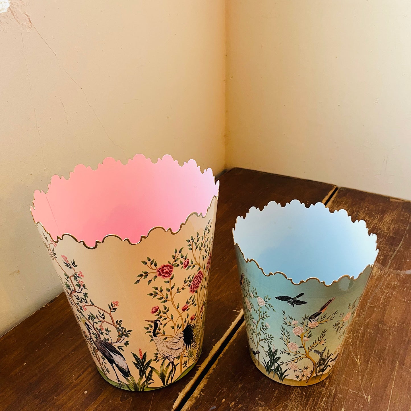 Herons & Cranes in the Garden Scalloped Bucket