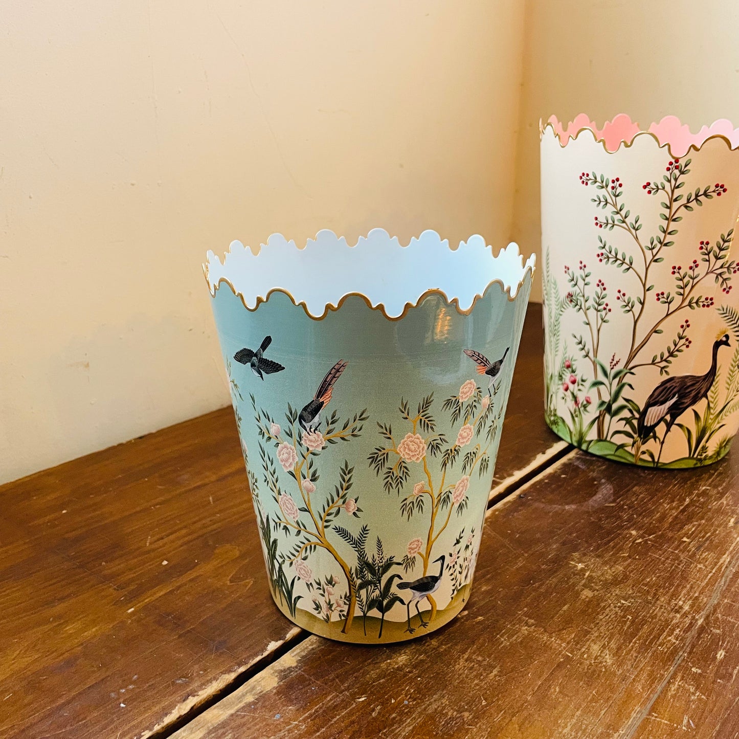 Herons & Cranes in the Garden Scalloped Bucket