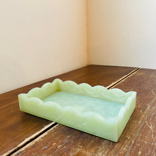 Jadeite Resin Scalloped Tray