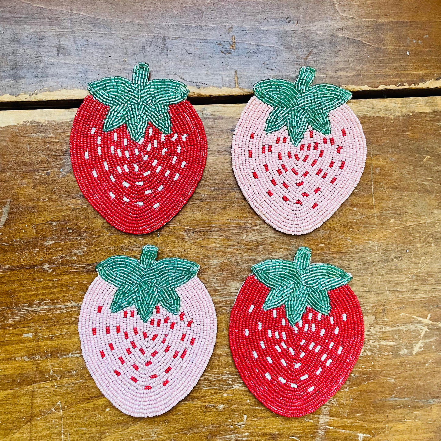 Beaded Strawberry Coasters