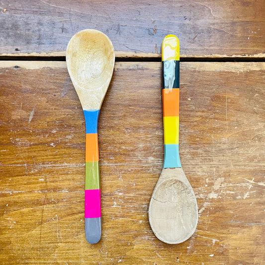 Colorful Enameled Wood Spoon