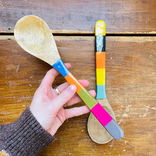 Colorful Enameled Wood Spoon