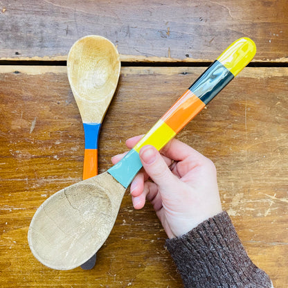 Colorful Enameled Wood Spoon