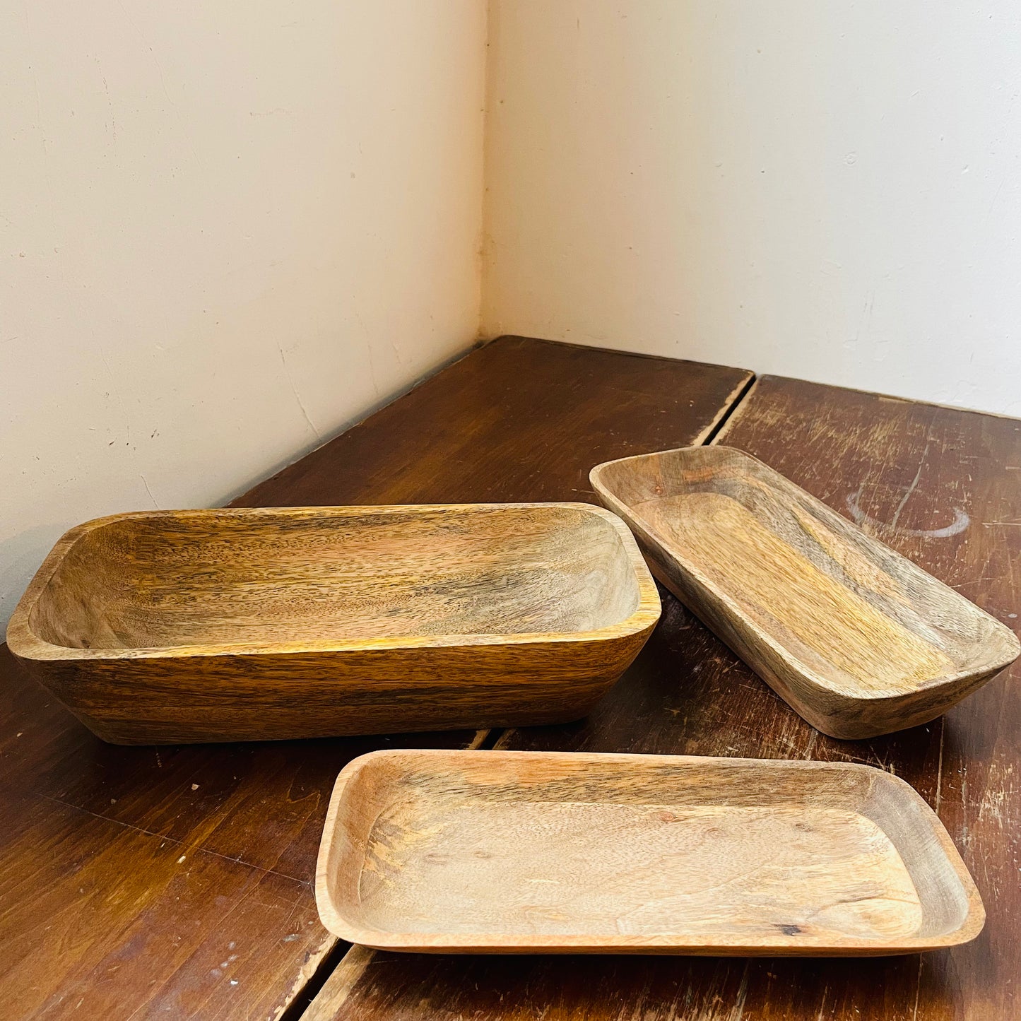 Mango Wood Nested Platter Set of 3