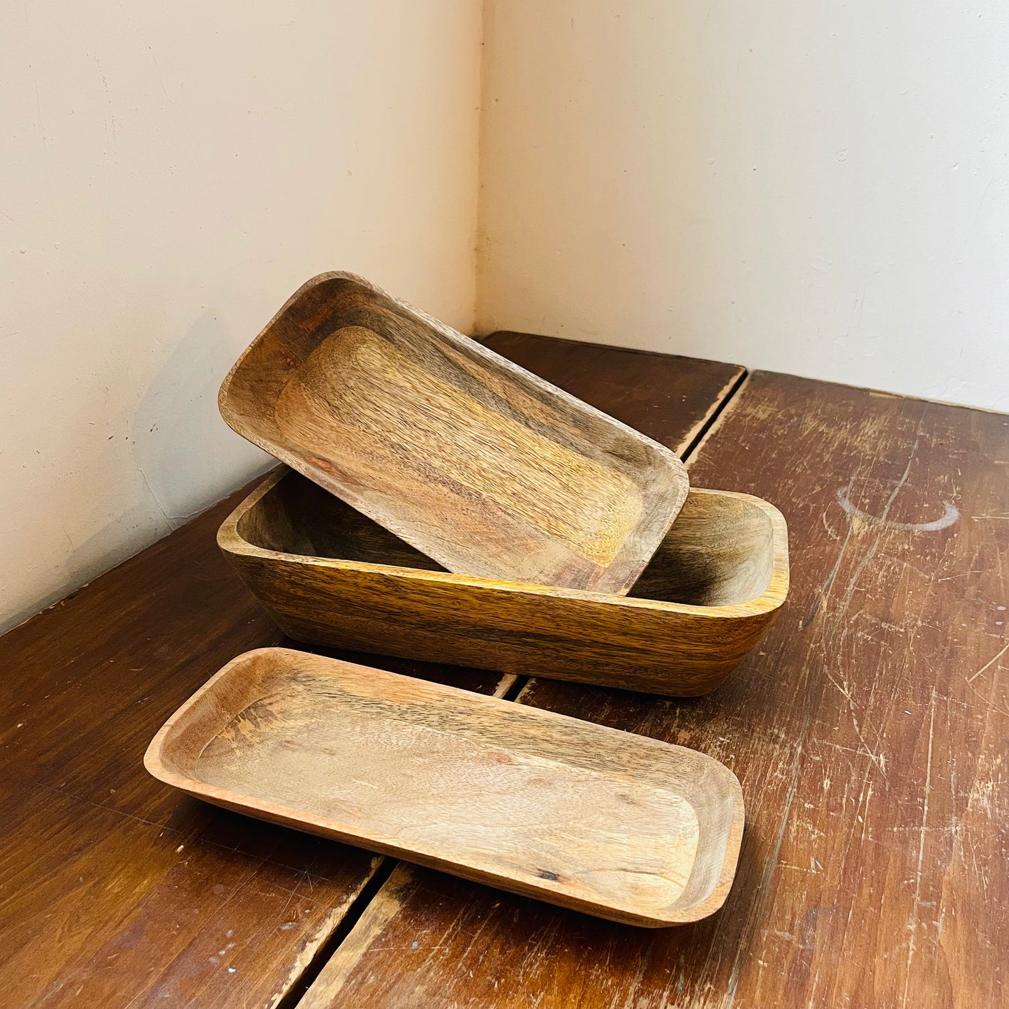Mango Wood Nested Platter Set of 3