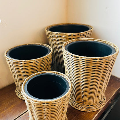 Set of 4 Poly-Weave Field Flower Buckets