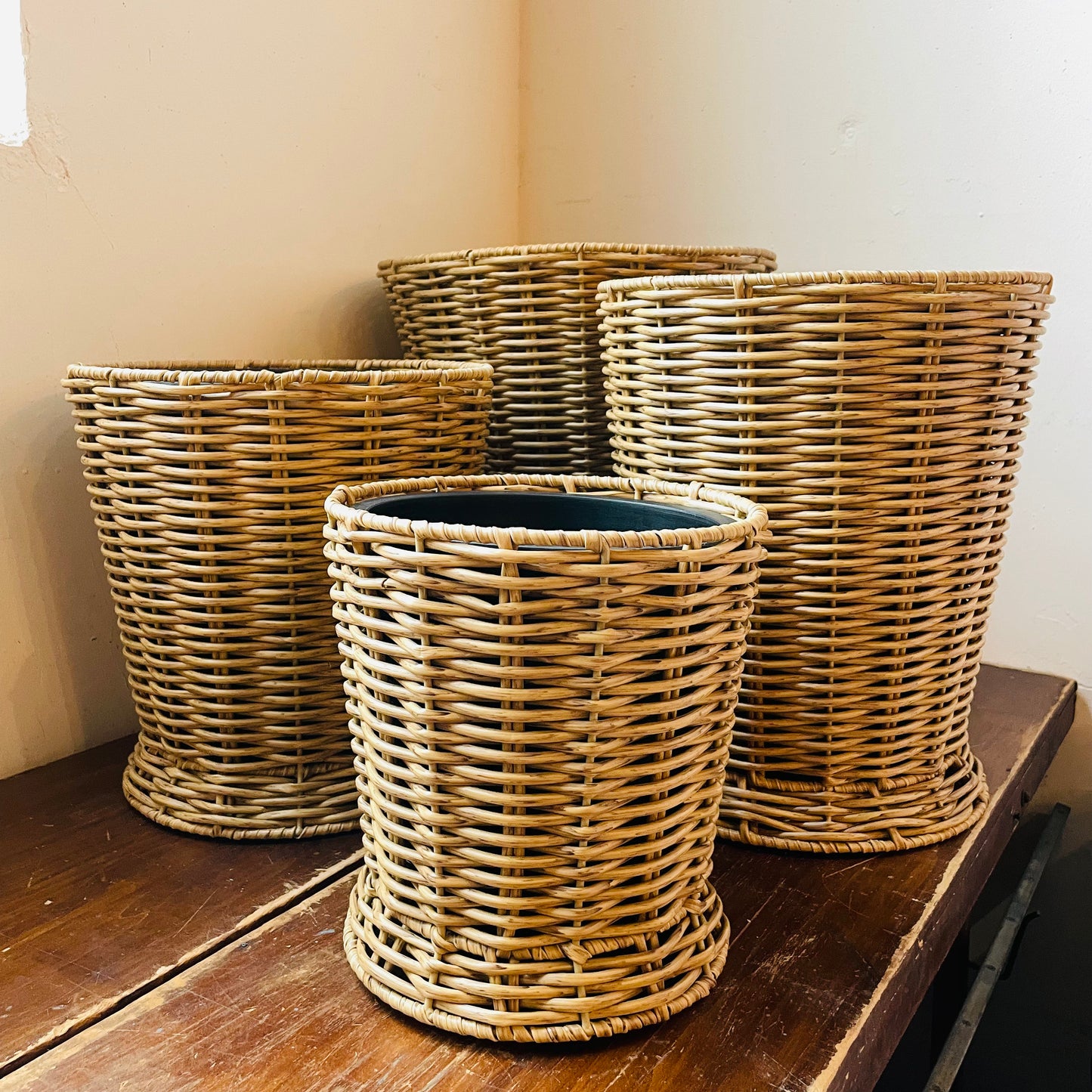 Set of 4 Poly-Weave Field Flower Buckets