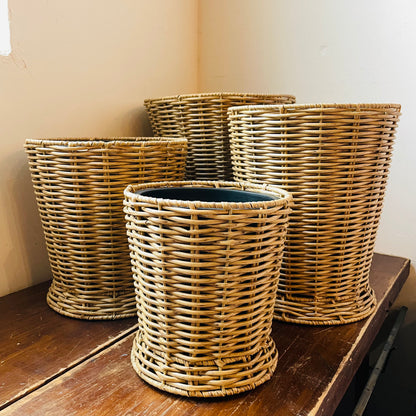 Set of 4 Poly-Weave Field Flower Buckets