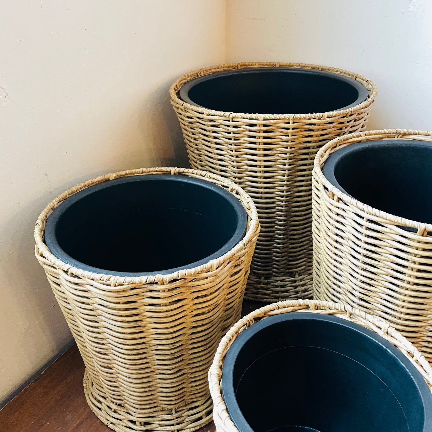 Set of 4 Poly-Weave Field Flower Buckets