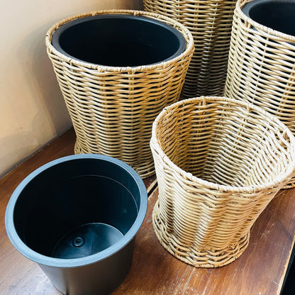 Set of 4 Poly-Weave Field Flower Buckets