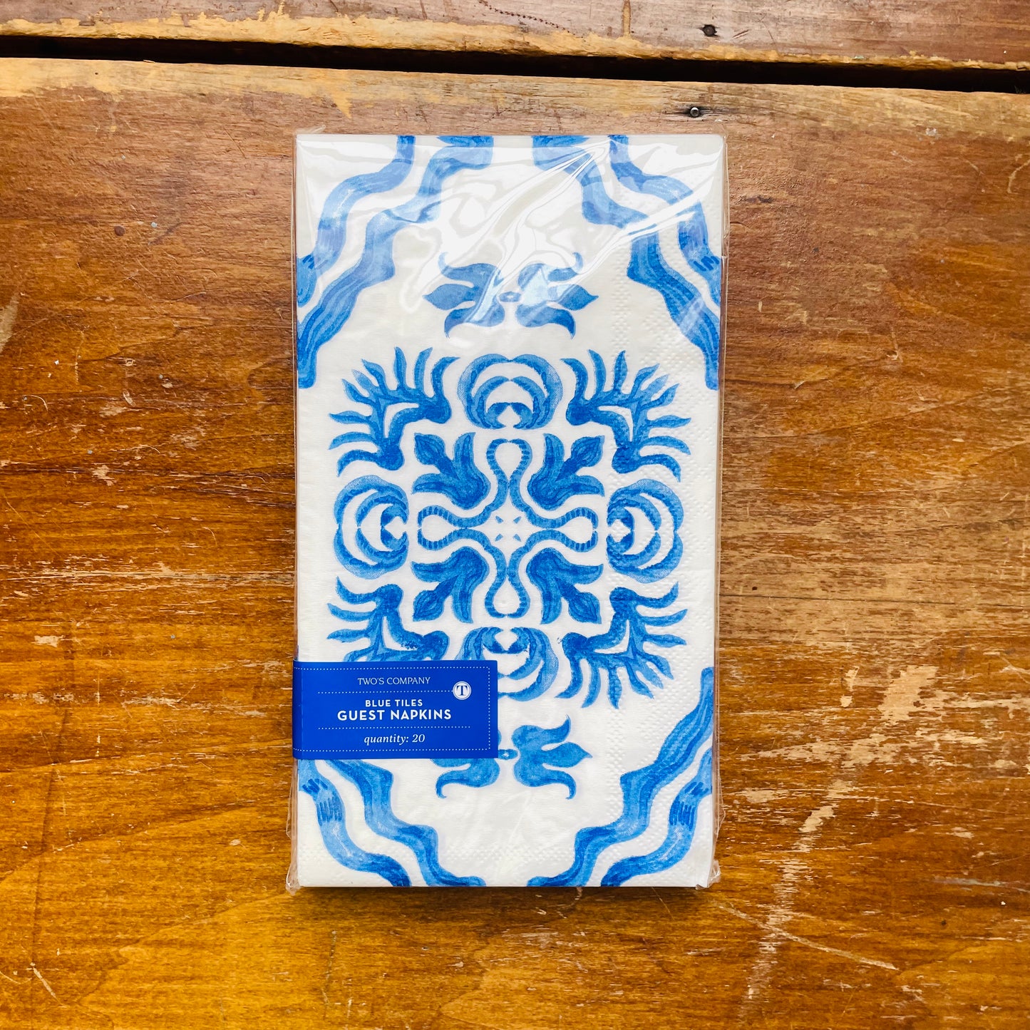 Blue Block Print Paper Guest Towel