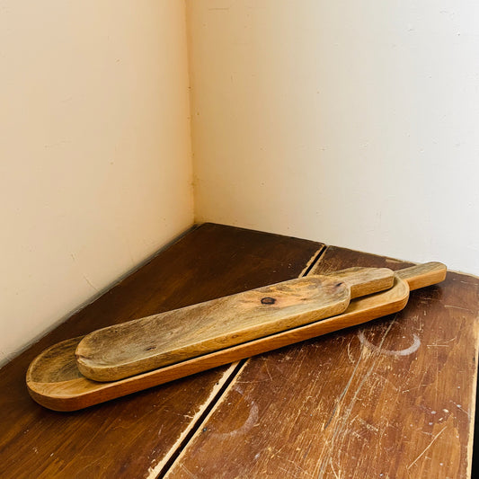 Mango Wood Paddle Serving Tray Set