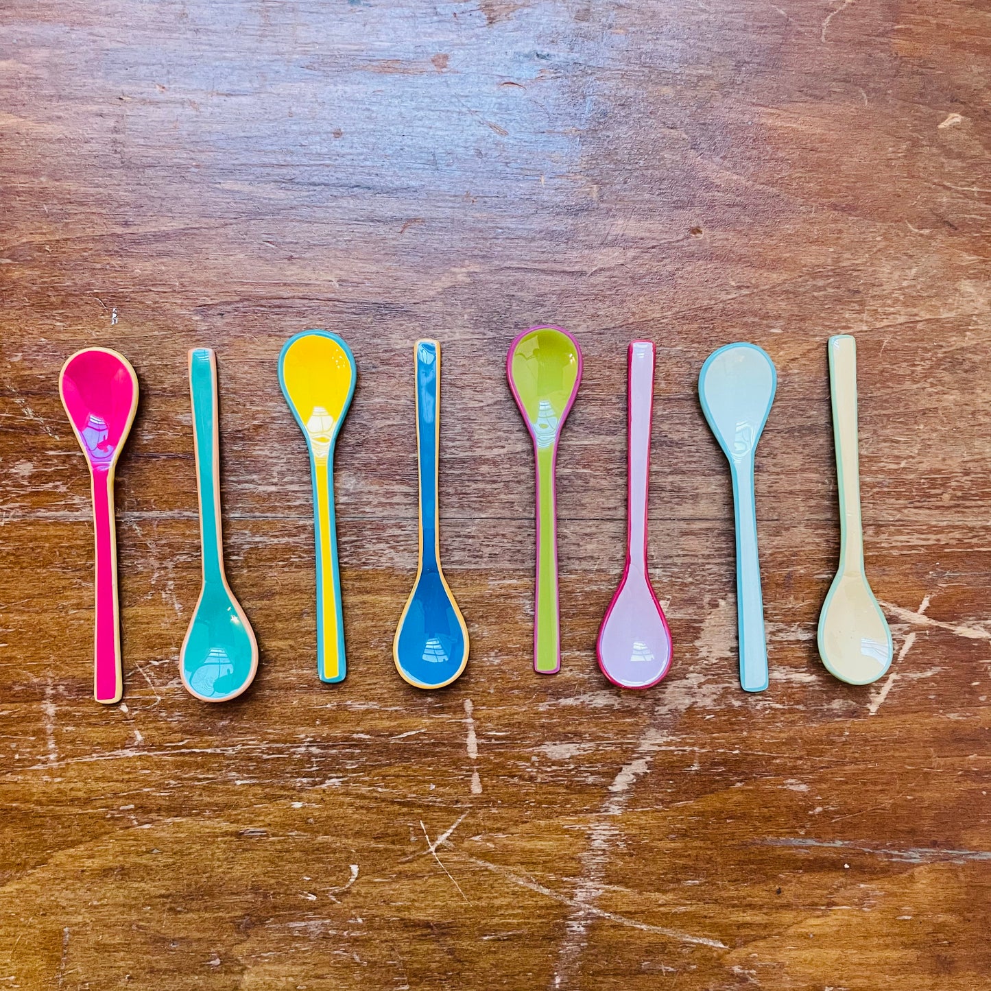 Enameled Salt Spoon with Colored Edge