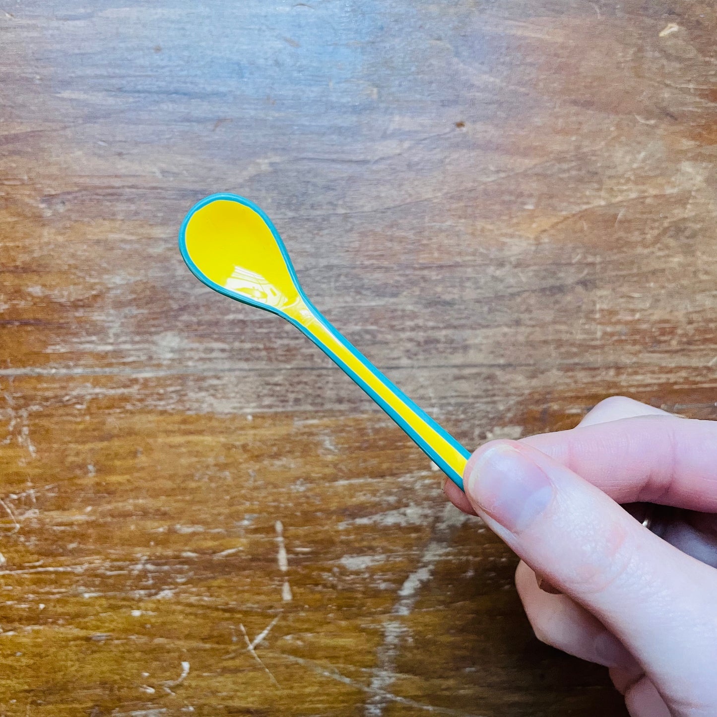 Enameled Salt Spoon with Colored Edge